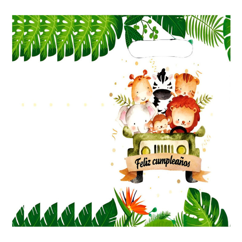 X10 Bolsa Para Piñata Safari Decoración Cumpleaños Safari