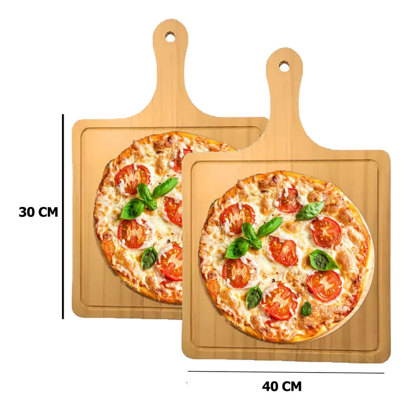 3 Tabla Pizza Tabla Picoteo Tabla Picar Madera Bambu 30x40cm