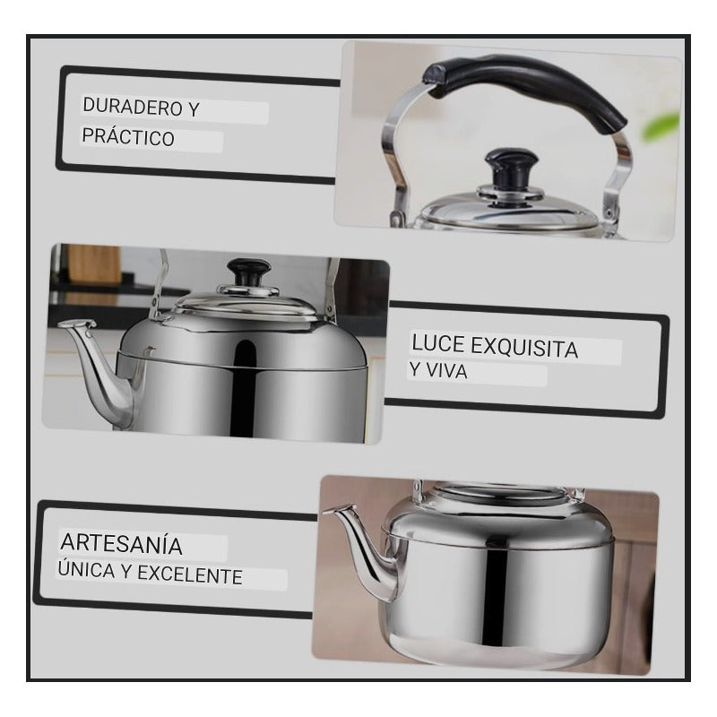 Pack 3 Tetera De Acero Inoxidable Cuello De Cisne De 2 Litro