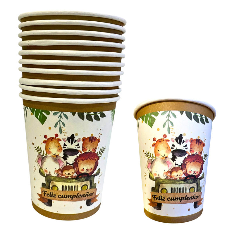 10 Vasos Desechables Safari Decoracion Fiesta Cumpleaños