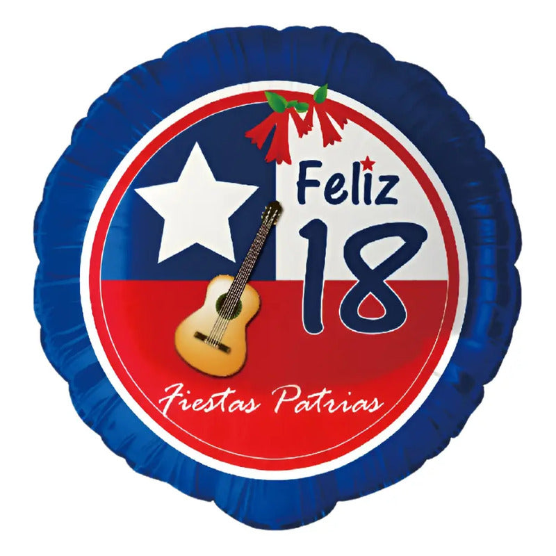 Globos Decorativos Fiestas Patrias Bandera Chile Decoracion Azul