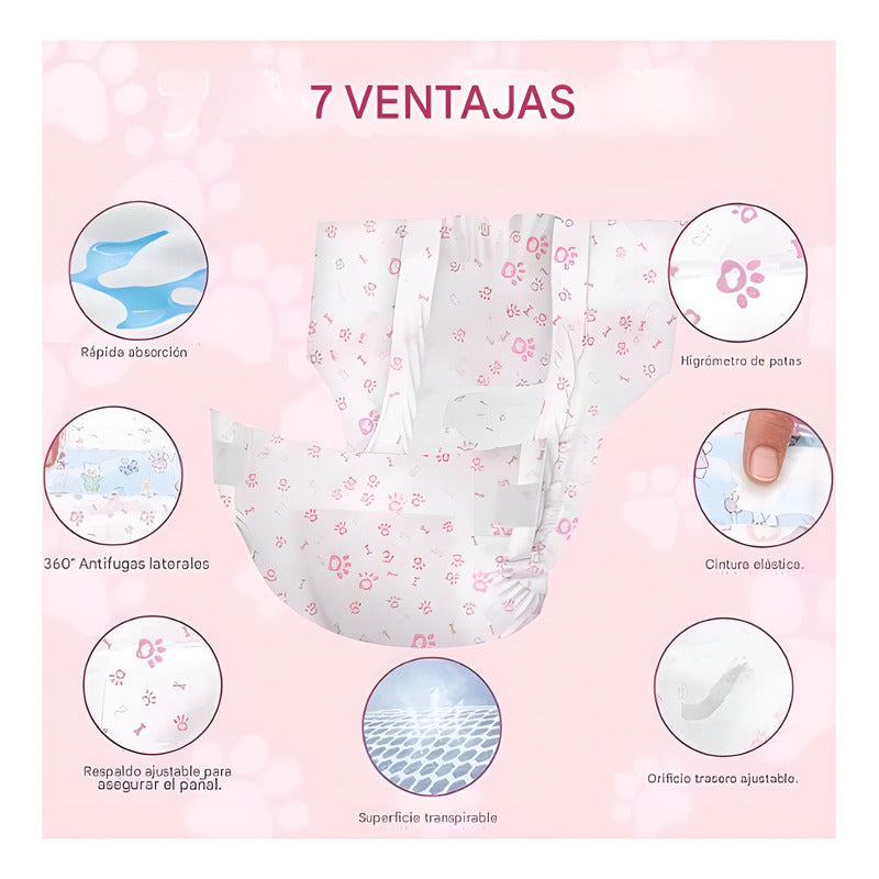X40 Pañales Para Perros Hembra Panal Perro Pañales Gato M