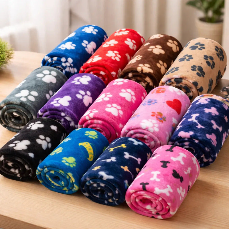 Frazada Manta Abrigo Suave Perro Gato Lavable Invierno 60*90 Multicolor Surtido Aleatorio Paños Mascotas Diseño Huellas 60*90