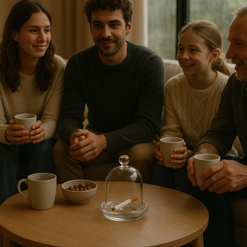 Cenicero De Vidrio Circular Con Tapa Cenicero Vidrio Redondo