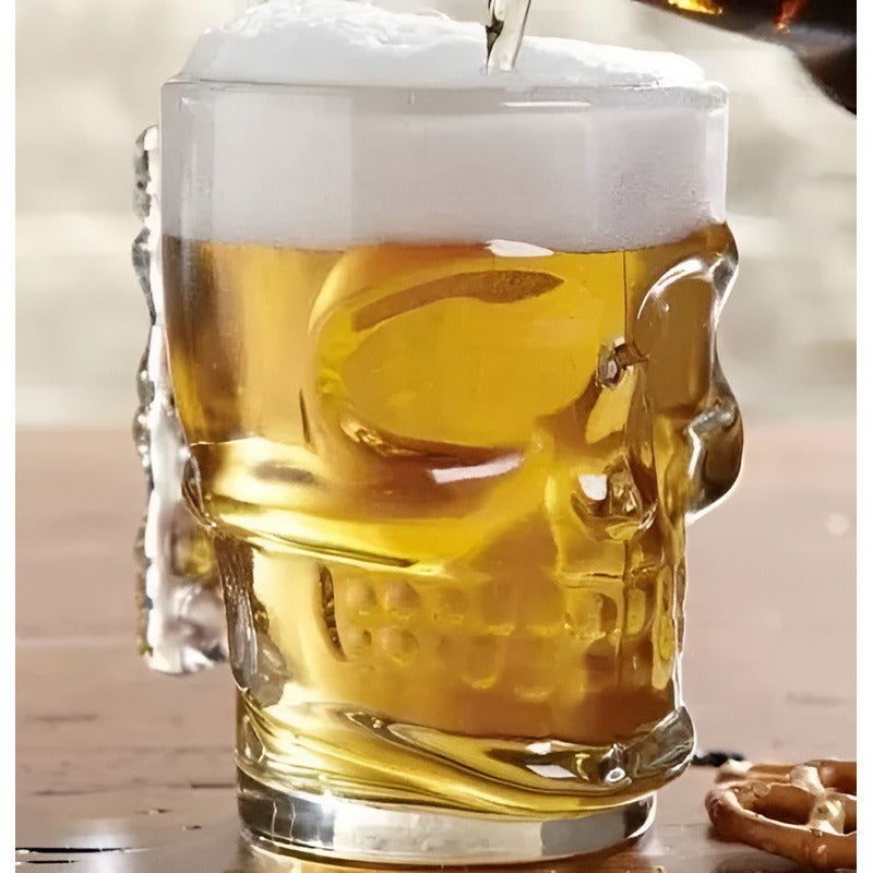 6 Vasos Shoperos Cerveceros Calavera Vaso Cervecero Vidrio