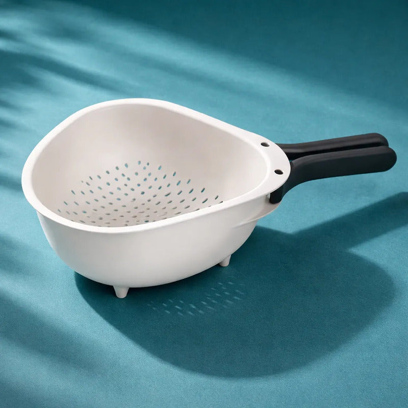 Colador Escurridor Frutas Asas Plegables Cocina Compacto Blanco Cocina Moderno Minimalista Elegante Diseño Compacto Visual Limpio Armonico Resistente Duradero Uso Diario Hogar Premium