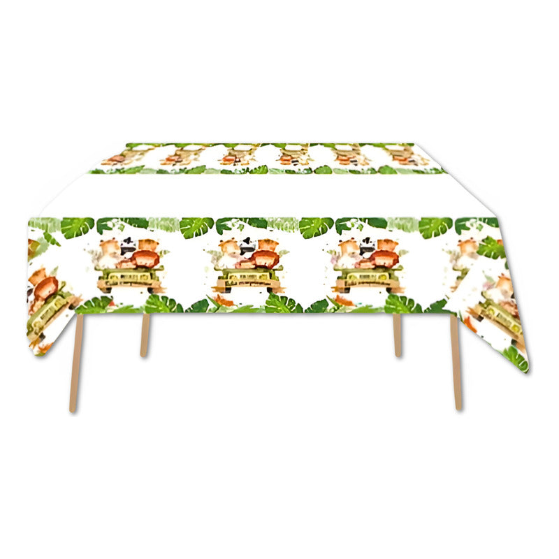 Mantel Decoracion De Fiestas Safari Cumpleaños Feliz Fiesta Verde Musgo Safari