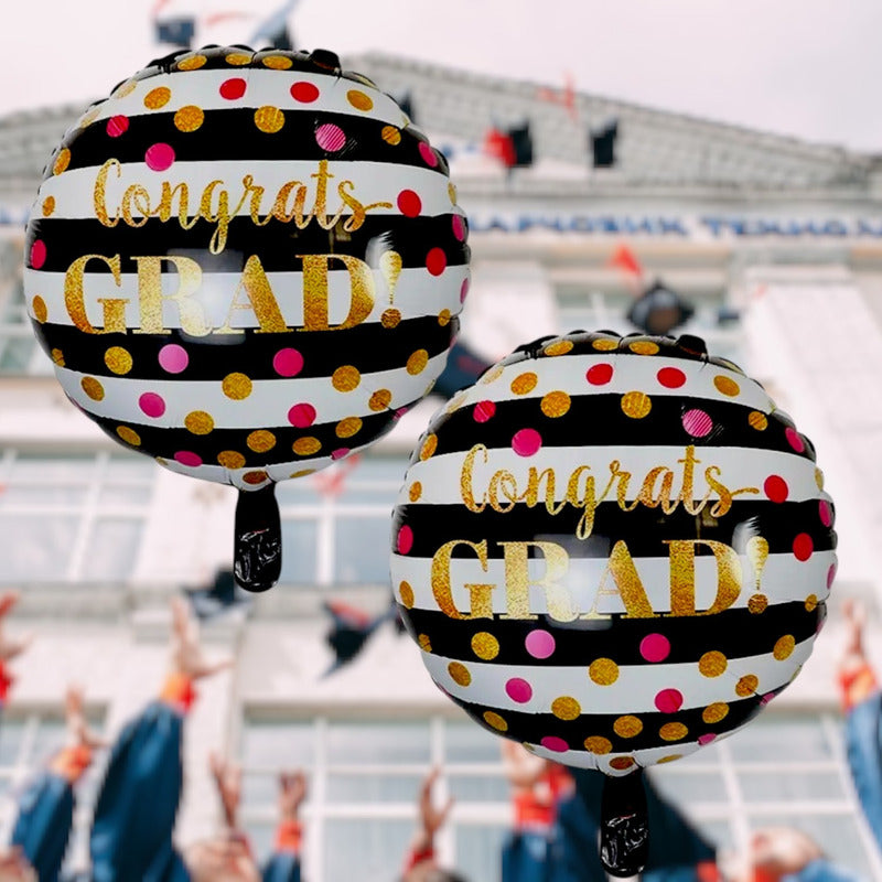 Globo Redondo Metalizado Graduación Decoracion Grado Fiesta