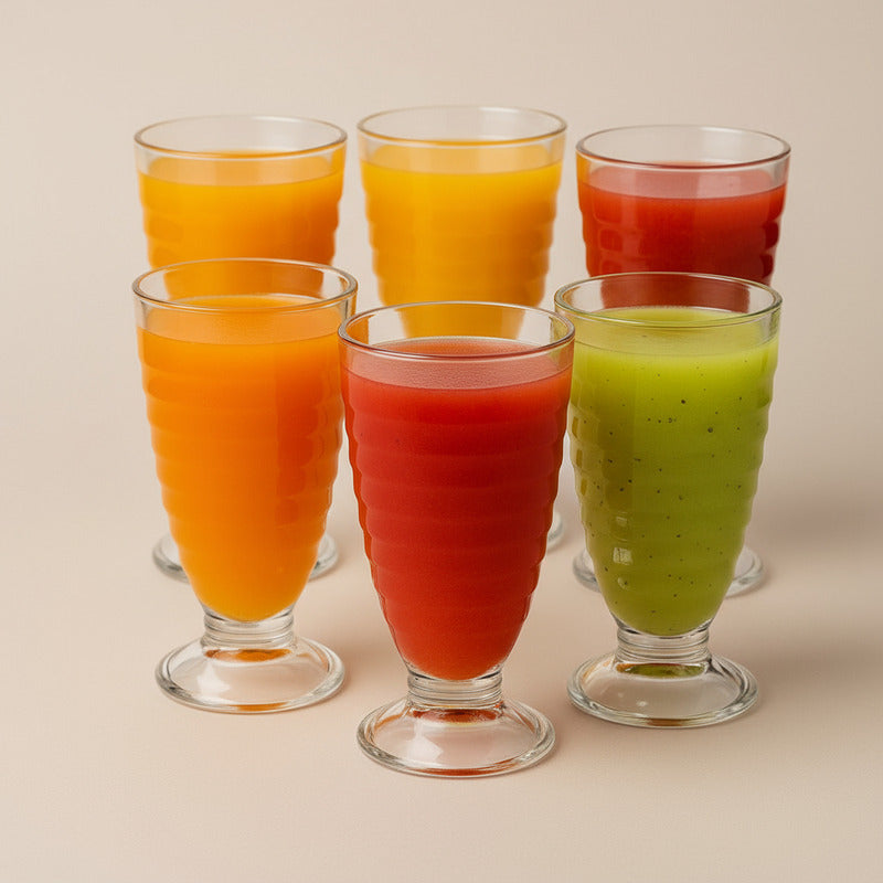 Set 6 Copas Vidrio Vasos Helado Postres Batidos Jugos 380 Ml