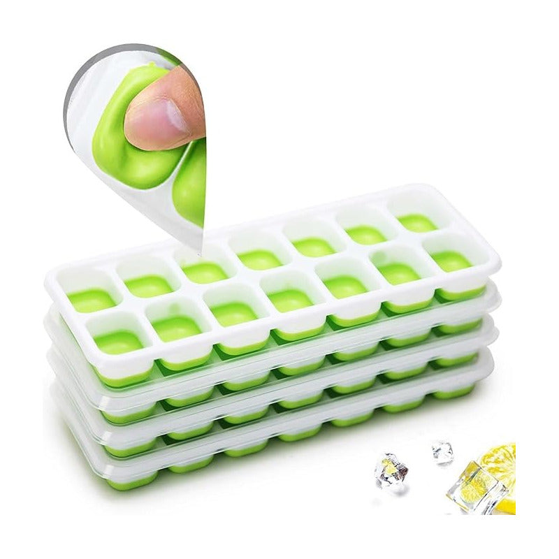 X2 Molde De Hielo Silicona Hielera Con Tapa Hielo Cubetera