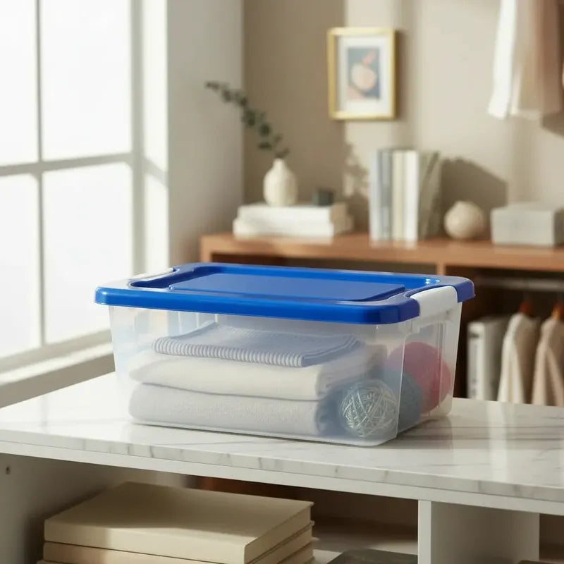 Caja Plastica Rigida Apilable Resistente Contenedor Seguro T Transparente Liso
