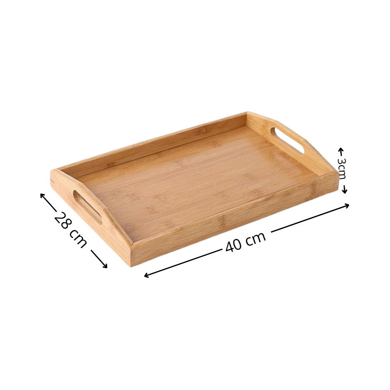 Set 2 Bandejas De Bambu Para Desayuno Bambu Bandeja 40x28cm
