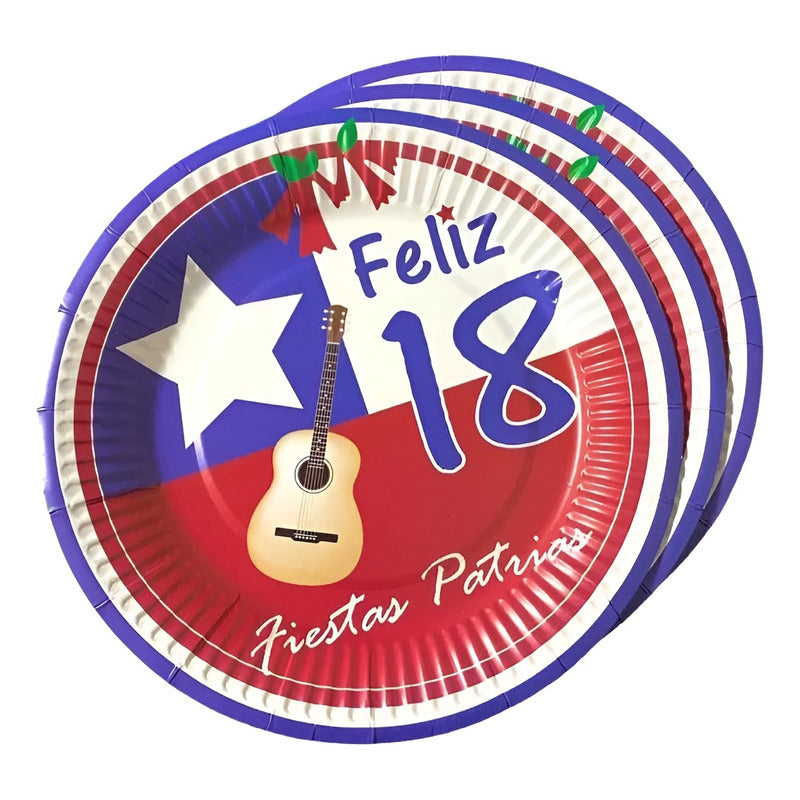 X20 Platos Fiestas Patrias Desechables Decoración Fiestas