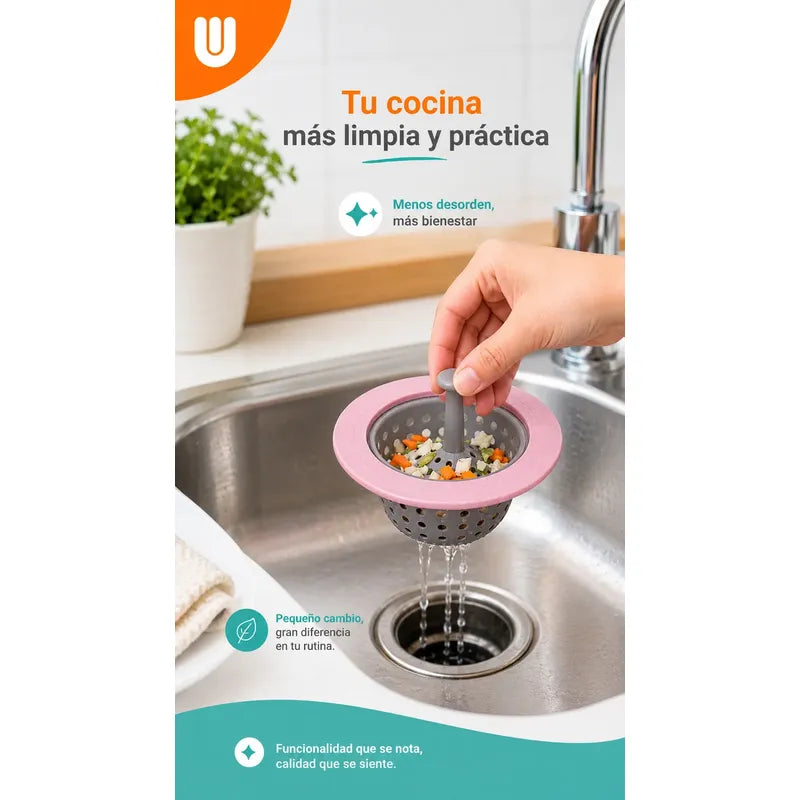2 Filtros Pileta Silicona Tapón Rejilla Cocina Lavaplatos Multicolor - Estándar