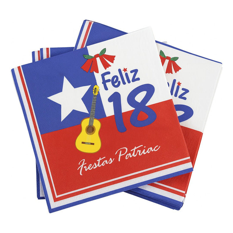 X60 Servilletas Fiestas Patrias Bandera Chile Decoracion
