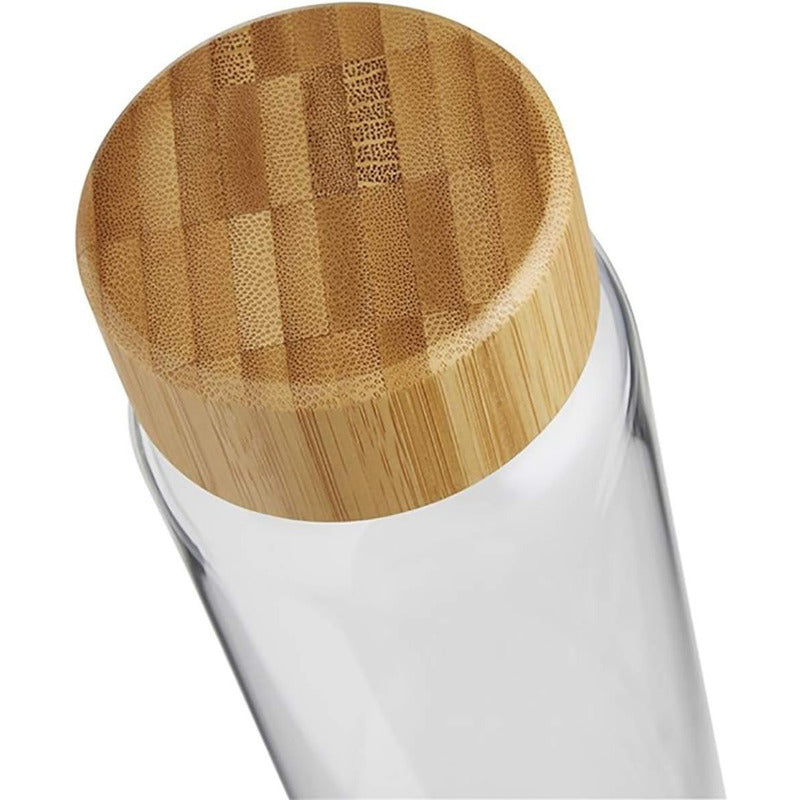 X2 Botella De Vidrio Tapa Bambu Botella Agua Jugo Bebida 1l
