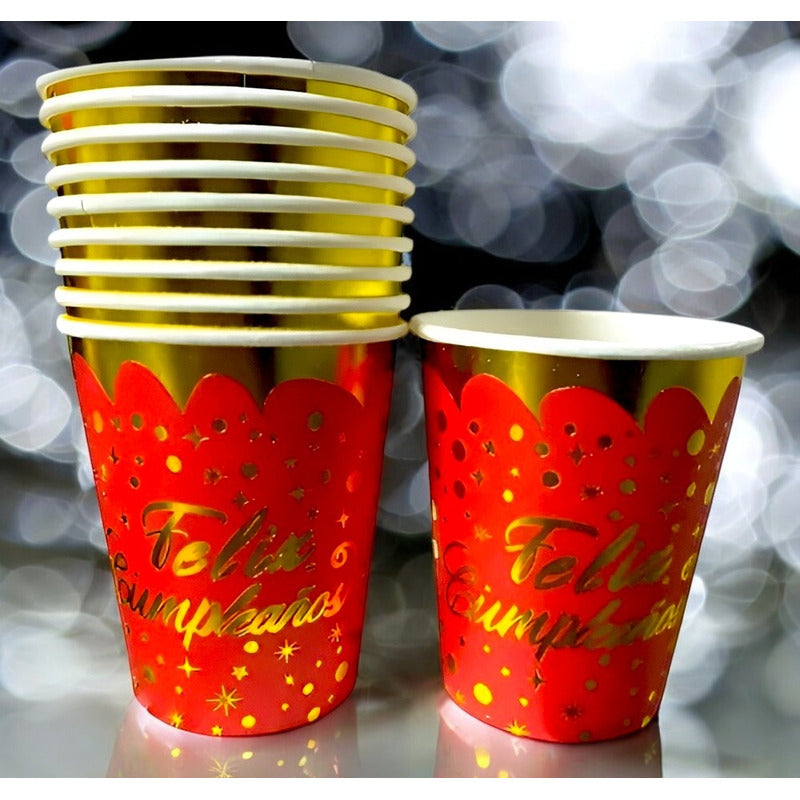 10 Vasos Desechables Cumpleaños Decoracion Feliz Cumpleaños