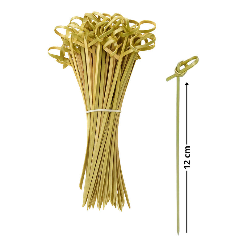 X50 Brocheta Palillo Bambu Brocheta Nudo Bambu Pincho 12 Cm