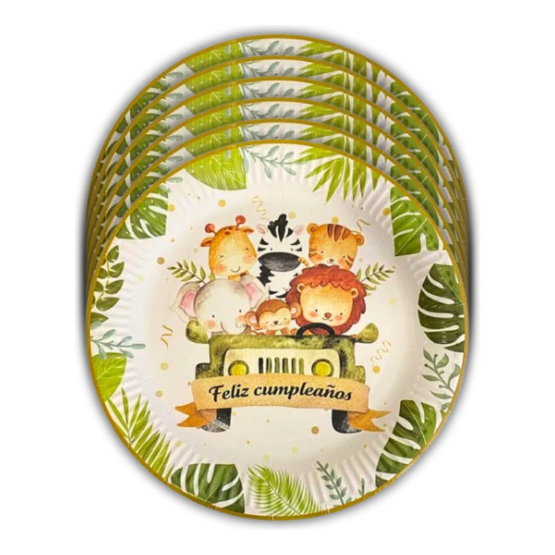 X20 Plato Safari Decoración Cumpleaños Safari Fiesta 17 Cm Safari