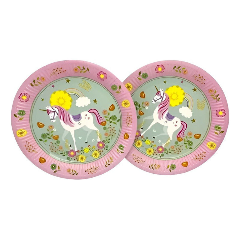 10 Platos Cumpleaños Platos Desechable Cumpleaños Unicornio