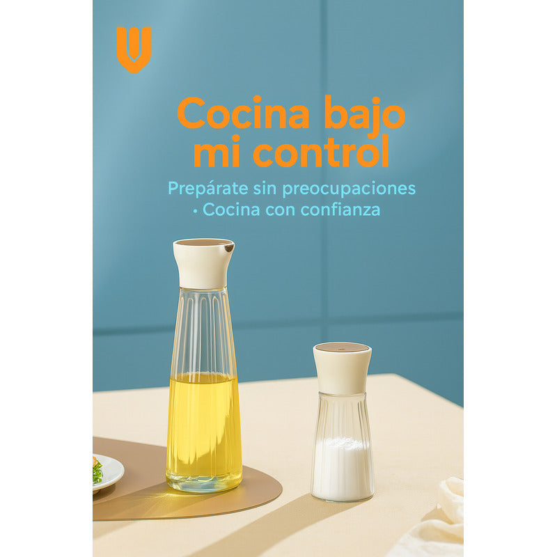 Set Frascos Vidrio Aceite Vinagre Sal Pimienta Cocina