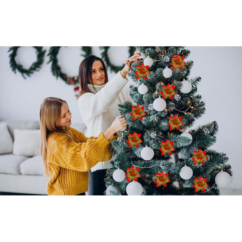 X6 Flores Navideñas Adornos Arbol Navidad Decoración Flores