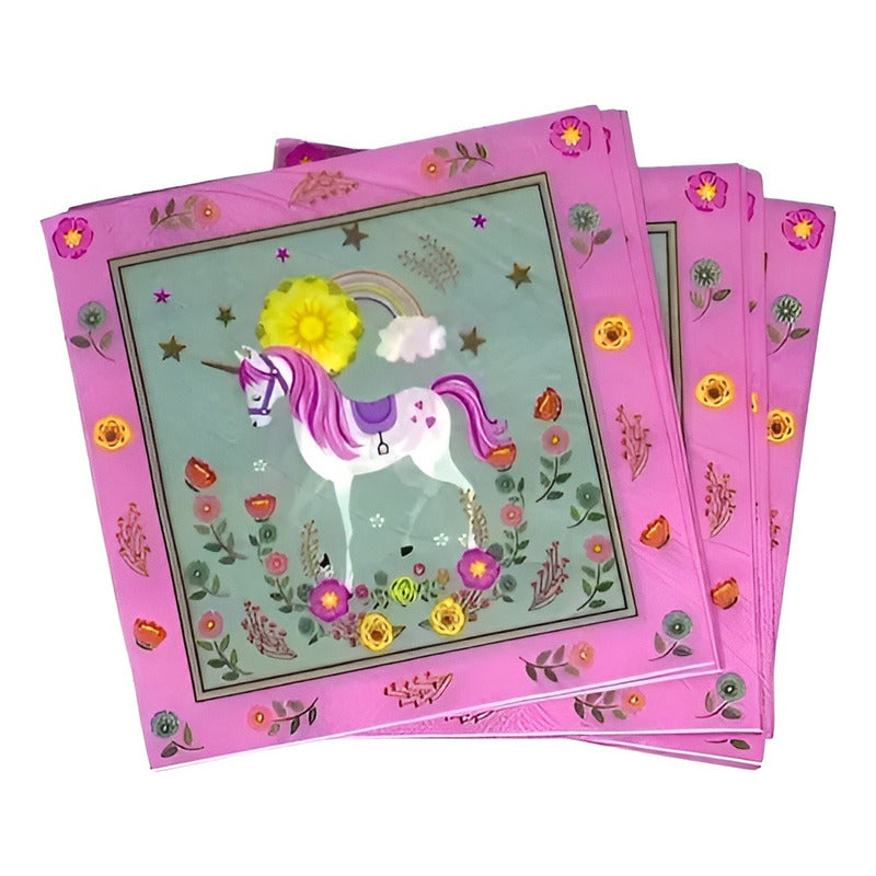 X20 Servilletas Cumpleaños Feliz Cumpleaños Unicornio