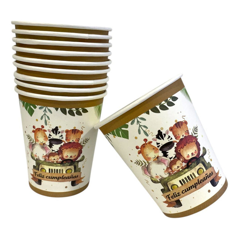 10 Vasos Desechables Safari Decoracion Fiesta Cumpleaños