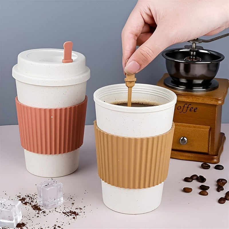 Vasos Para Café Vaso Fibra De Bambu Con Agitador Vasos Te