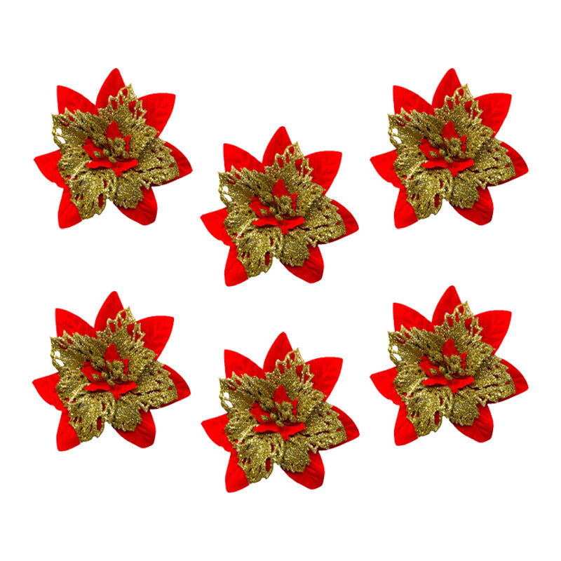 X6 Flores Navideñas Adornos Arbol Navidad Decoración Flores