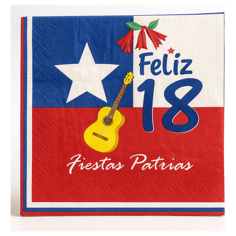 X60 Servilletas Fiestas Patrias Bandera Chile Decoracion