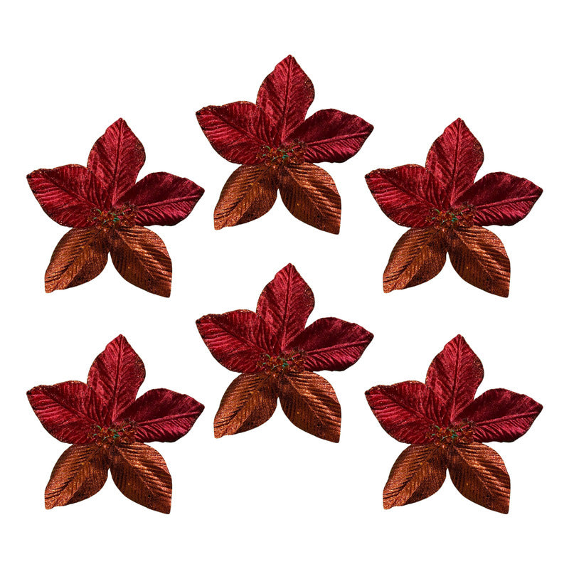 X6 Flores Navideñas Adornos Arbol Navidad Decoración Flores