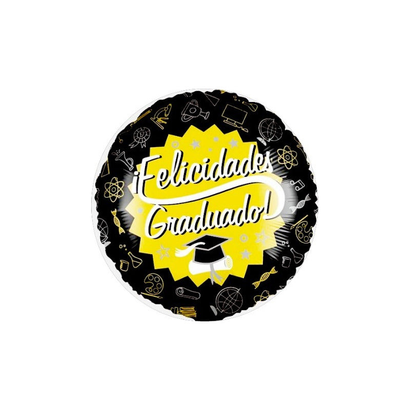Globo Redondo Metalizado Graduación Decoracion Grado Fiesta