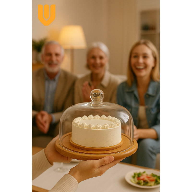 Base Torta Bambú Tapa Porta Cupcakes Soporte Transportador F