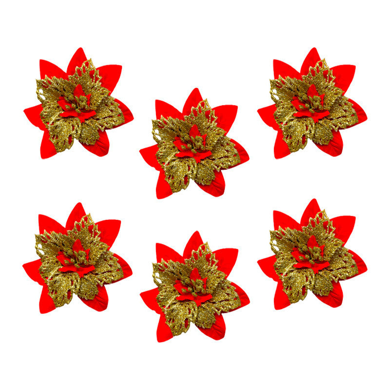 X6 Flores Navideñas Adornos Arbol Navidad Decoración Flores
