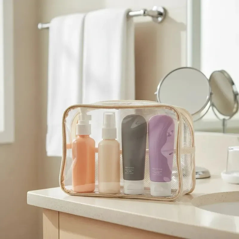 Botellas Silicona Recargables Viaje Cabina Antiderrame Tonos Pastel Suaves Modernos Viaje Liquidos Organizacion Visual Facil Identificacion Silicona Flexible Diseño Compacto Elegante