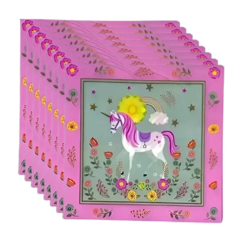 X20 Servilletas Cumpleaños Feliz Cumpleaños Unicornio Rosado Rosado - Pequeño