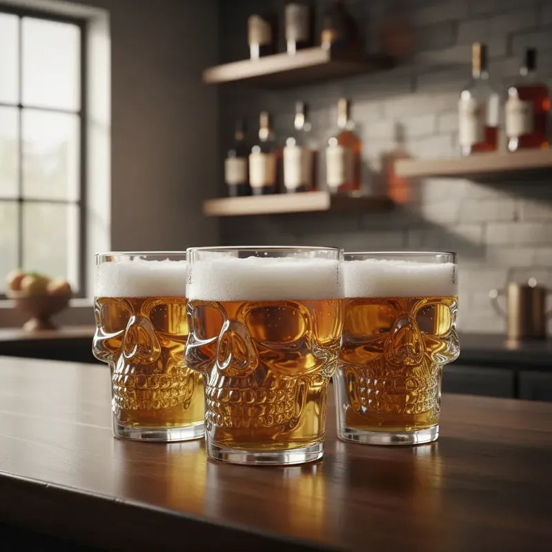 X12 Vaso Shopero Calavera Vidrio Cervecero Whisky Fiesta Bar Transparente