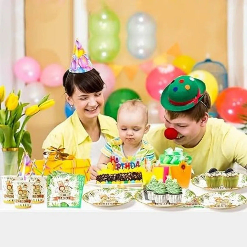 30 Plato De Carton Safari Decoracion Cumpleaños Safari 23 Cm