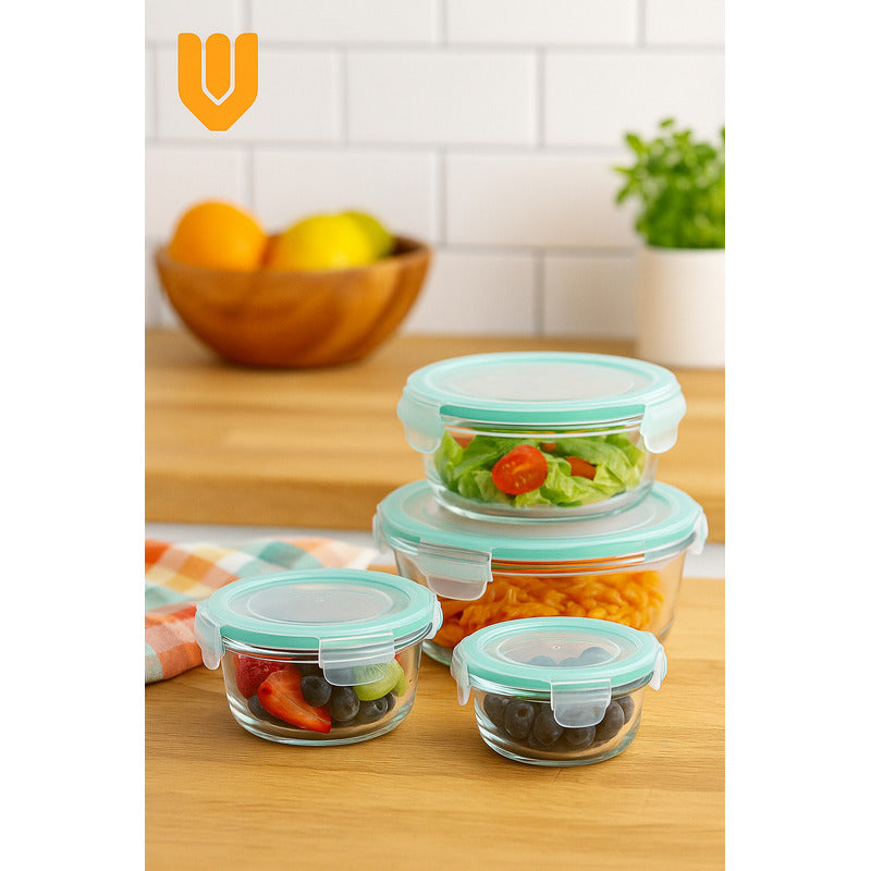 Vitrineon Set 3 Vidrio Hermético 400ml 650ml 1000ml Cocina