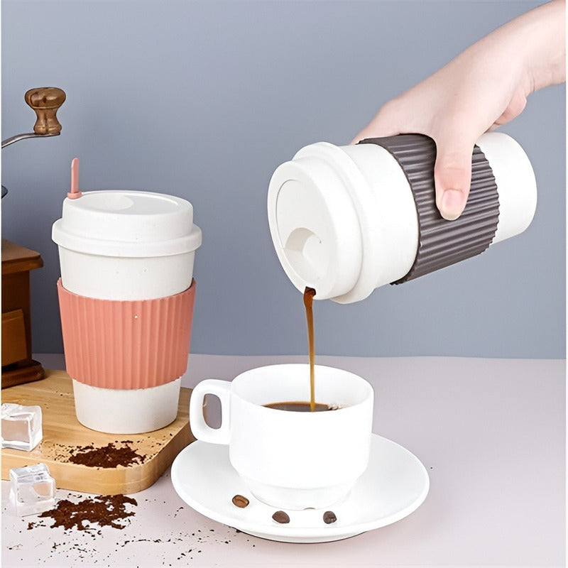 Vasos Para Café Vaso Fibra De Bambu Con Agitador Vasos Te