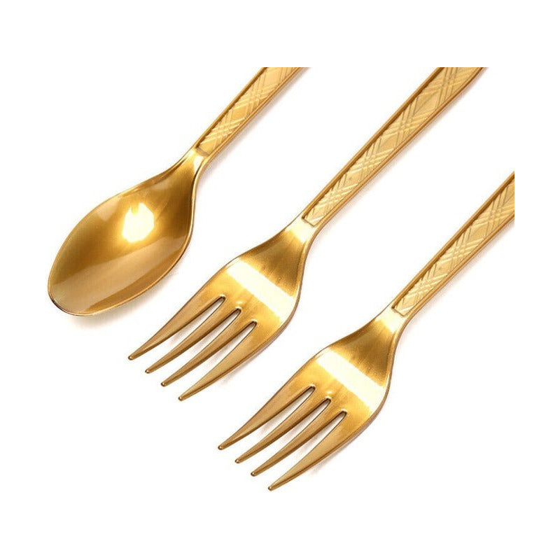 X36 Tenedores Fiesta Cubiertos Desechable Tenedor Desechable Dorado Oscuro