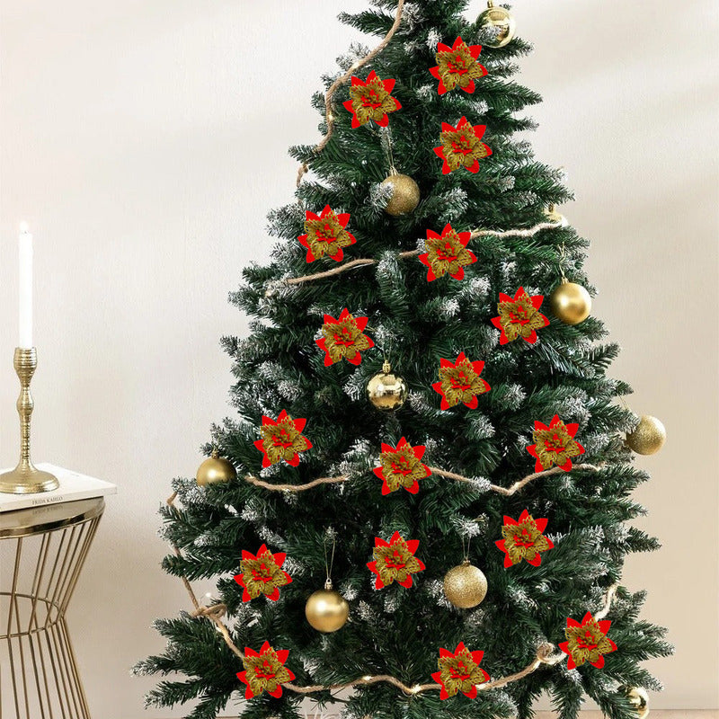 X6 Flores Navideñas Adornos Arbol Navidad Decoración Flores