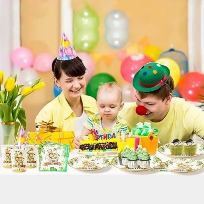 X10 Plato Safari Decoración Cumpleaños Safari Fiesta 17 Cm Multicolor Safari Jungla