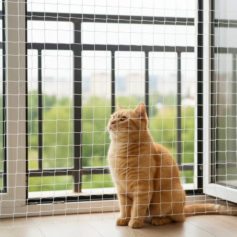 2 Malla Balcón Mascotas 8x3 M Nailon Transparente Alta Resis Blanco