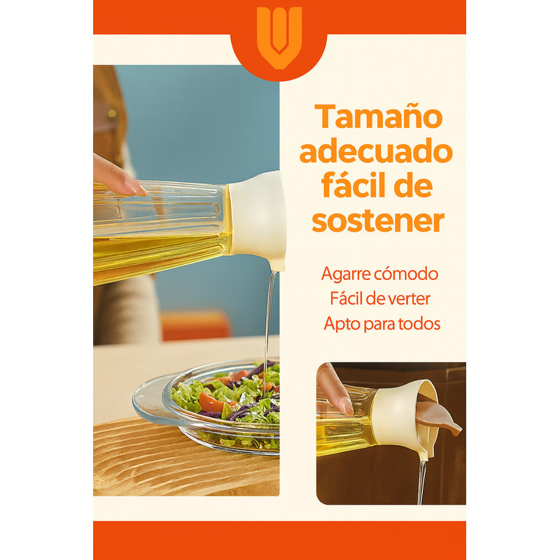 Set Frascos Vidrio Aceite Vinagre Sal Pimienta Cocina