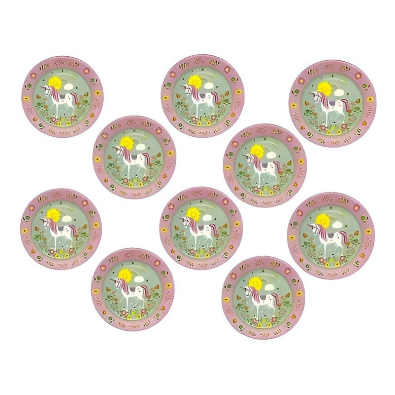 10 Platos Cumpleaños Platos Desechable Cumpleaños Unicornio