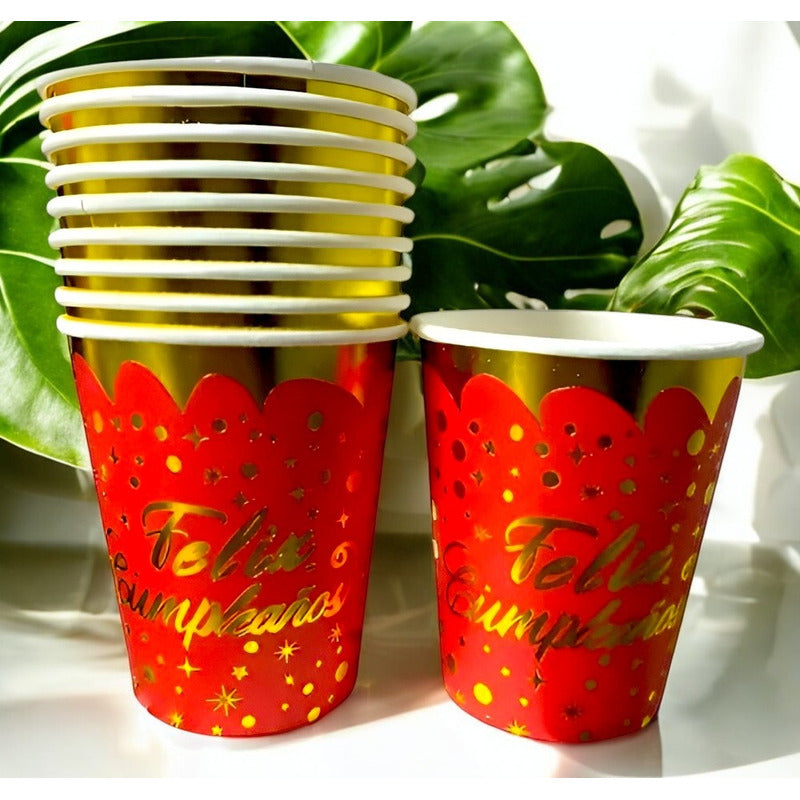 10 Vasos Desechables Cumpleaños Decoracion Feliz Cumpleaños