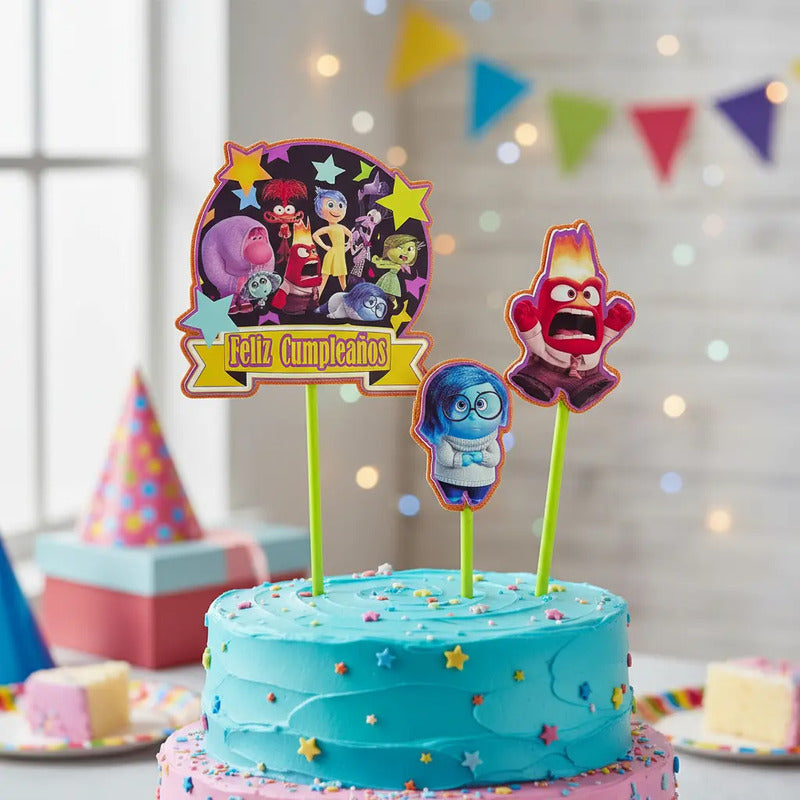 Topper Torta Cotillon Topper Cup Cake Fiestas Intensamente Intensamente