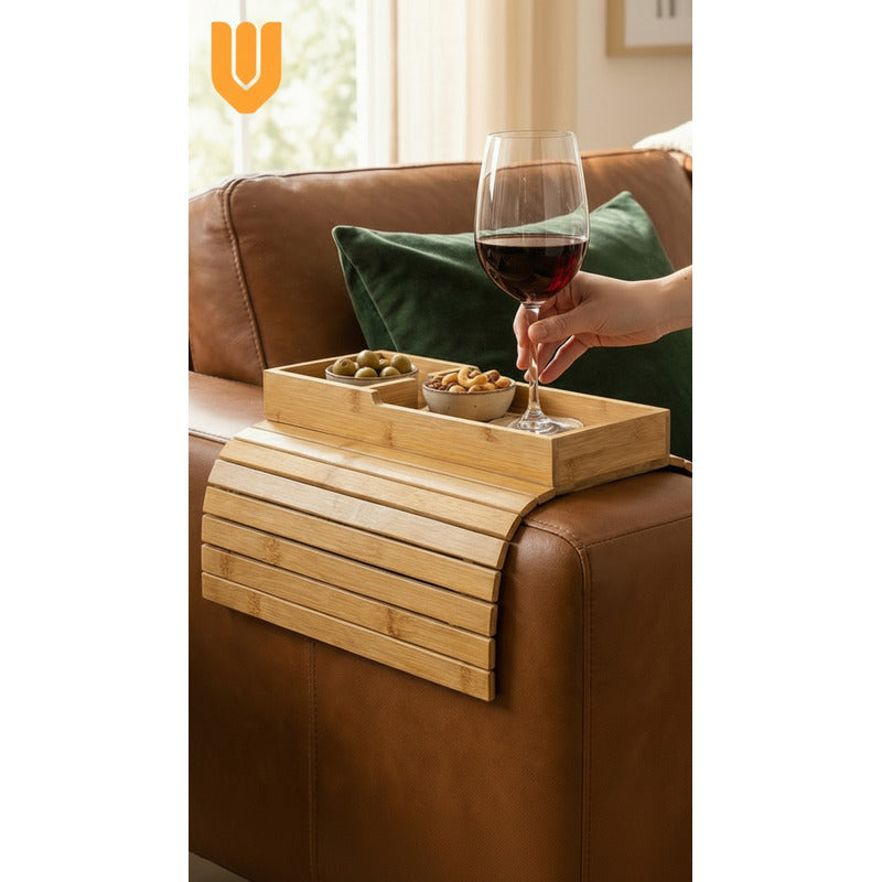 Porta Vasos Sofa Bambu Plegable Diseno Natural Funcional Bambú